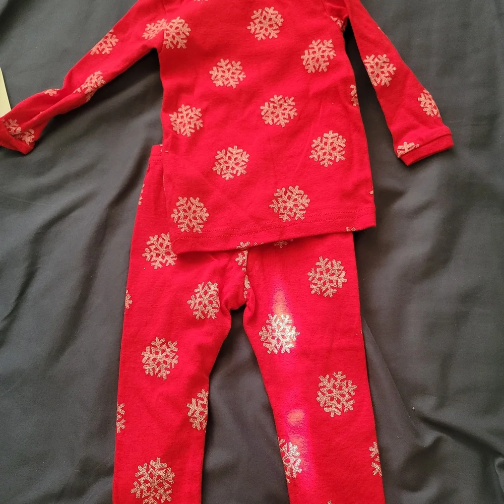 NEW With Tags 12 Months Baby Girls Cat & Jack 2 Christmas Pajamas Black Santa